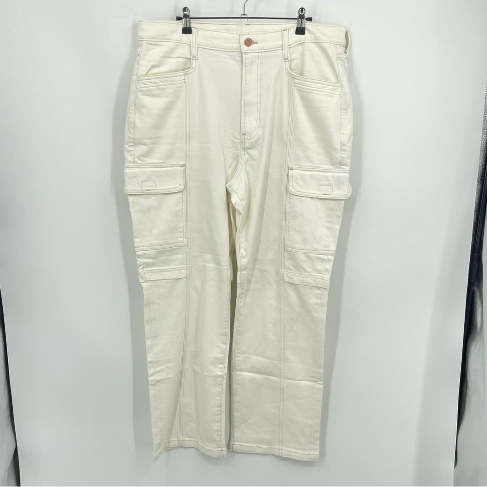 Gap 90s Loose Cargo Jeans Off White Denim Size 33‎ 16R